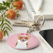 Corgi Dog Valentijnsdag Sleutelhanger (Zijkant)