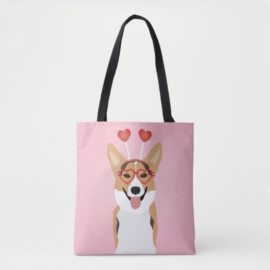 Corgi Dog Valentijnsdag Tote Bag (Voorkant)