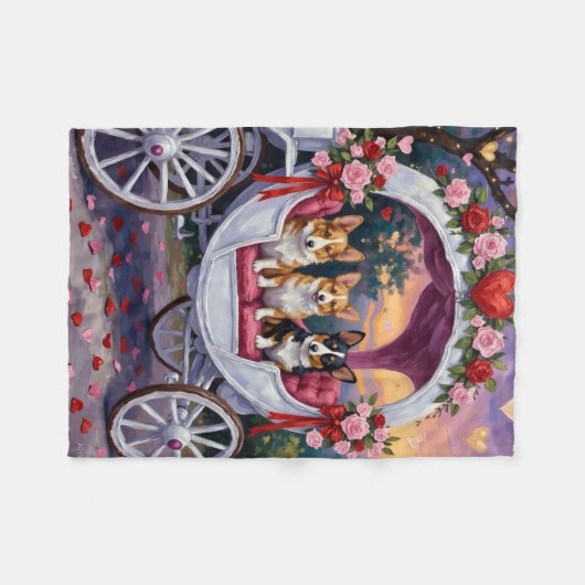 Corgi Dog Valentine's Day  Fleece Deken (Voorkant (Horizontaal))