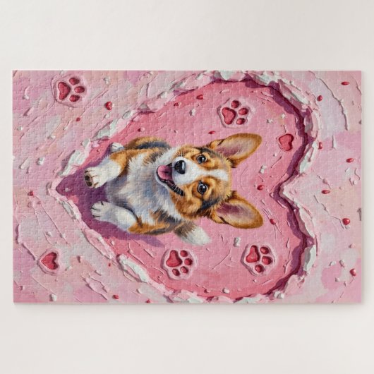 Corgi Dog Valentine's Day Heart Cookie Run Legpuzzel (Horizontaal)