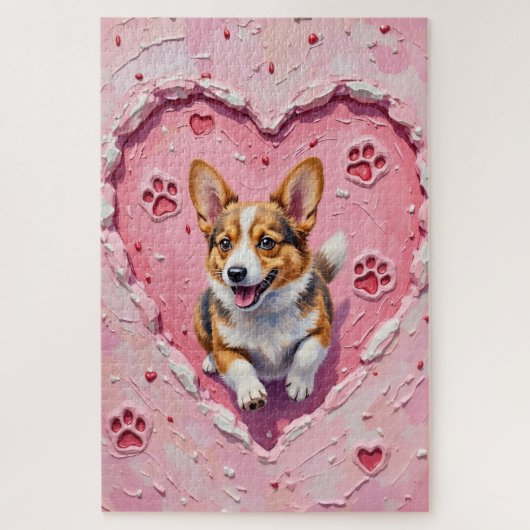 Corgi Dog Valentine's Day Heart Cookie Run Legpuzzel (Verticaal)