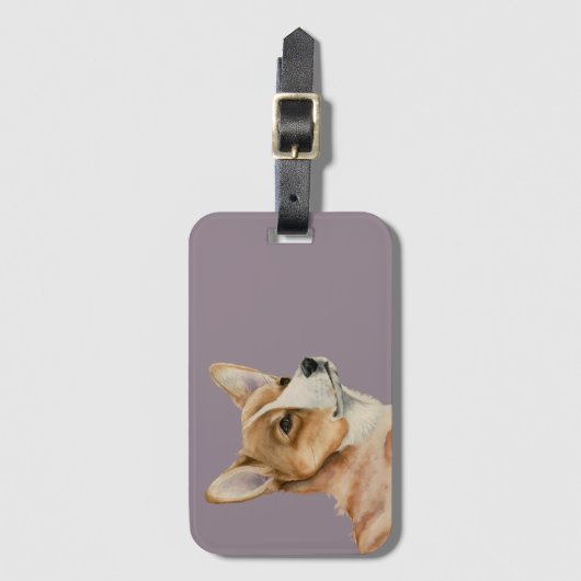 Corgi Dog Waterverf Art Bagagelabel (Voorkant (verticaal))