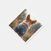 Corgi Dog Wearing Blue Frayed Denim Shorts Servet (Hoek)