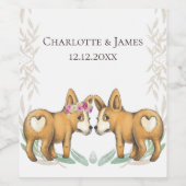 Corgi Dog Wedding gepersonaliseerd Wijn Etiket (Enkel label)