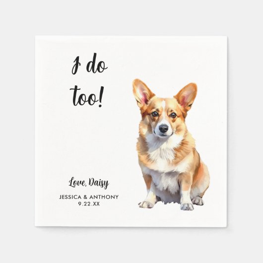 Corgi Dog Wedding Servet (Voorkant)