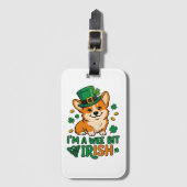 Corgi Dog "Wee Bit Irish" Funny St. Patrick's Day  Bagagelabel (Voorkant (verticaal))