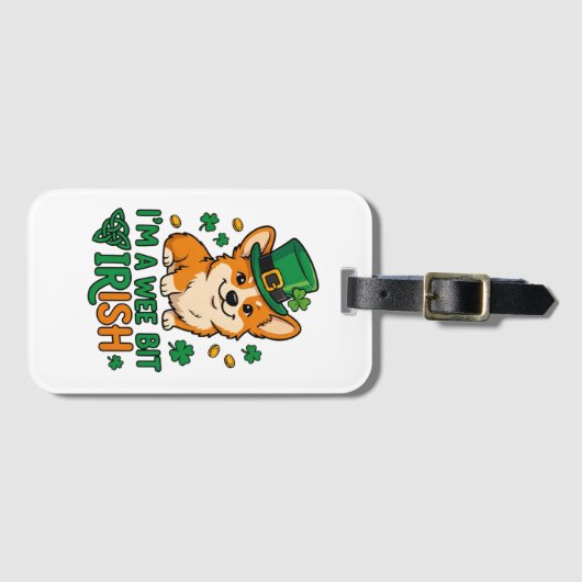 Corgi Dog "Wee Bit Irish" Funny St. Patrick's Day  Bagagelabel (Voorkant (horizontaal))