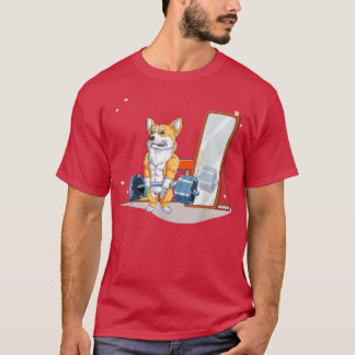 Corgi Dog Weightlift Deadlift Mannen Fitness Gym T-shirt