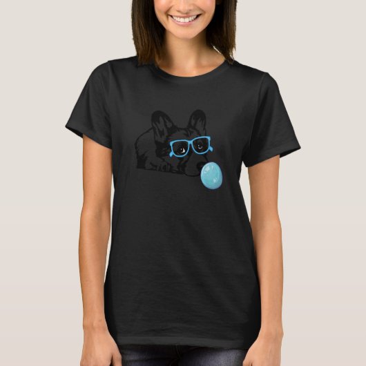 Corgi dog with with bubble gum glasses  Corgi T-shirt (Voorkant)