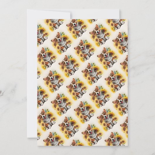 Corgi Dog Zonnebloemen Verjaardag Bedankt (Achterkant)