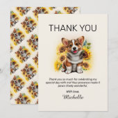 Corgi Dog Zonnebloemen Verjaardag Bedankt (Voorkant / Achterkant)