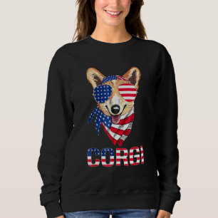 Corgi Dog Zonnebrillen Amerikaanse vlag op 4 juli  Trui