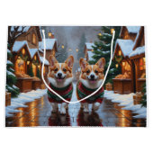 Corgi Dogs Christmas Snow Holiday Groot Cadeauzakje (Voorkant)