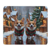 Corgi Dogs Christmas Snow Holiday Snijplank (Voorkant)
