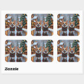 Corgi Dogs Christmas Snow Holiday Vierkante Sticker (Vel)