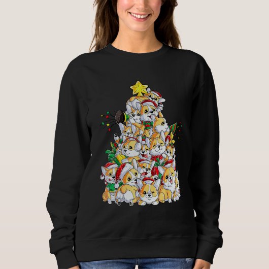 Corgi Dogs Christmas Tree Merry Corgmas Xmas Pet P Trui (Voorkant)