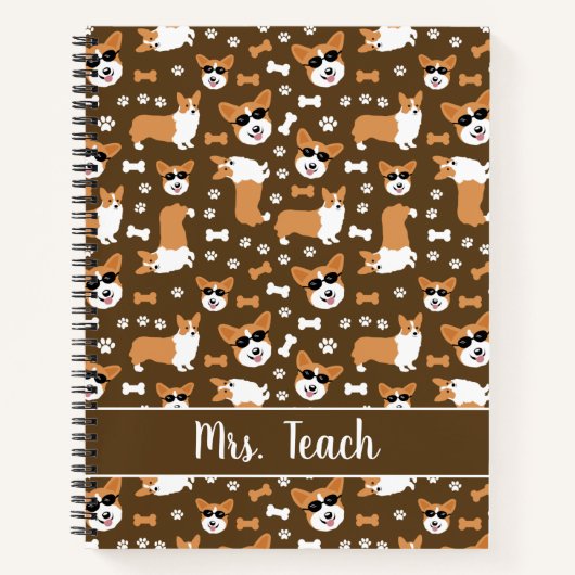 Corgi Dogs Funny Cute Personalized Notitieboek (Voorkant)