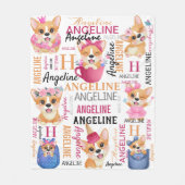 Corgi Dogs Persoonlijke naam Collage Fleece Deken (Voorkant)