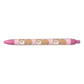 Corgi Dogs Pink Pens Zwarte Inkt Pen (Voorkant)