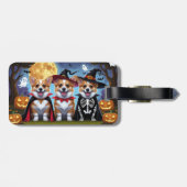 Corgi Dogs Pumpkin Halloween Grappig Bagagelabel (Achterkant horizontaal)