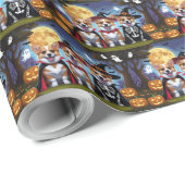 Corgi Dogs Pumpkin Halloween Grappig Cadeaupapier (Rol Hoek)