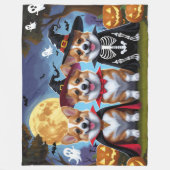 Corgi Dogs Pumpkin Halloween Grappig Fleece Deken (Voorkant)