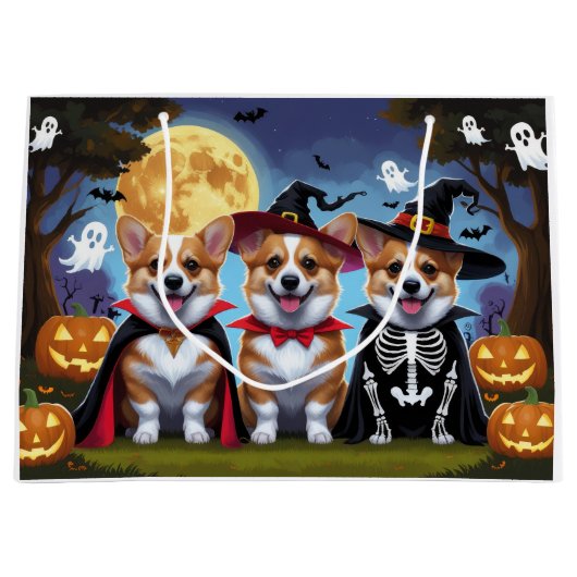 Corgi Dogs Pumpkin Halloween Grappig Groot Cadeauzakje (Voorkant)