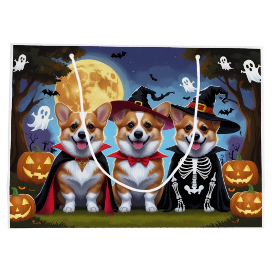 Corgi Dogs Pumpkin Halloween Grappig Groot Cadeauzakje (Achterkant)