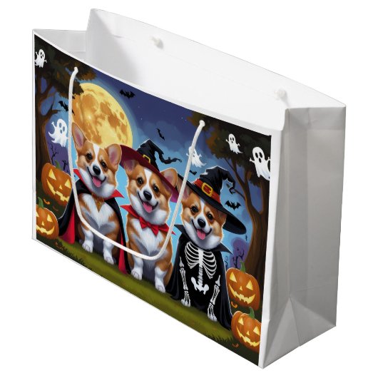Corgi Dogs Pumpkin Halloween Grappig Groot Cadeauzakje (Voorkant Gekanteld)
