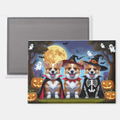 Corgi Dogs Pumpkin Halloween Grappig Magneet (Voorkant / Achterkant)