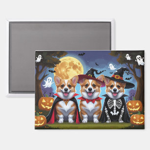 Corgi Dogs Pumpkin Halloween Grappig Magneet