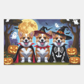 Corgi Dogs Pumpkin Halloween Grappig Rechthoekige Sticker (Voorkant)