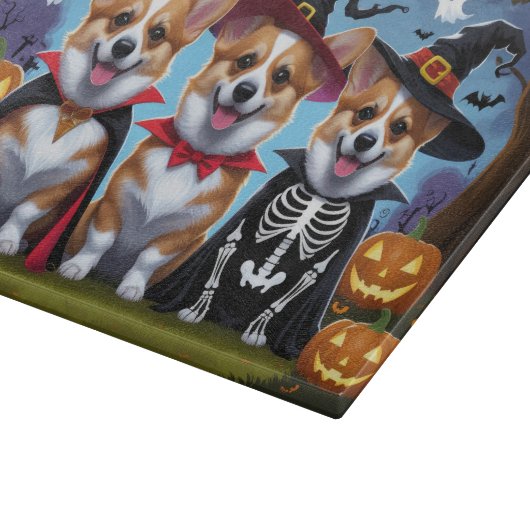 Corgi Dogs Pumpkin Halloween Grappig Snijplank (Hoek)
