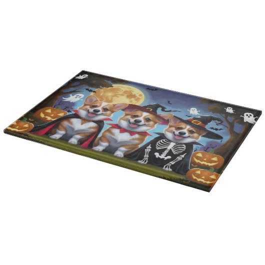 Corgi Dogs Pumpkin Halloween Grappig Snijplank (Hoek)