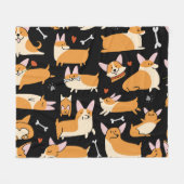 Corgi Dogs, Schattigee naadloze achtergrond. Fleece Deken (Voorkant (Horizontaal))