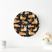 Corgi Dogs, Schattigee naadloze achtergrond. Grote Klok (Huis)