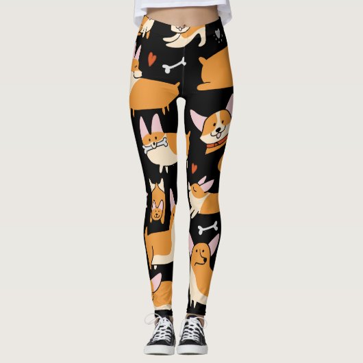 Corgi Dogs, Schattigee naadloze achtergrond. Leggings (Voorkant)