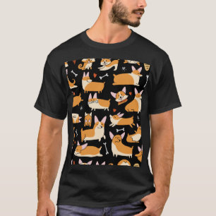 Corgi Dogs, Schattigee naadloze achtergrond. T-shirt