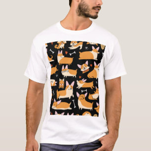 Corgi Dogs, Schattigee naadloze achtergrond. T-shirt