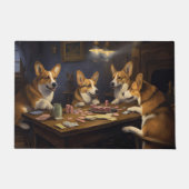 Corgi Dogs Spelen Poker Art Deurmat (Voorkant)