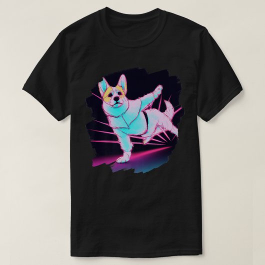 Corgi Doing Karate Kick Black Belt Martial Arts do T-shirt (Design voorkant)