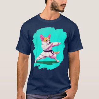 Corgi Doing Karate Kick Black Belt Martial Arts do T-shirt