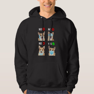 Corgi Draag Face Mask Right Social Distance Funny  Hoodie