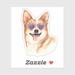 Corgi draagt een retro zonnebril sticker