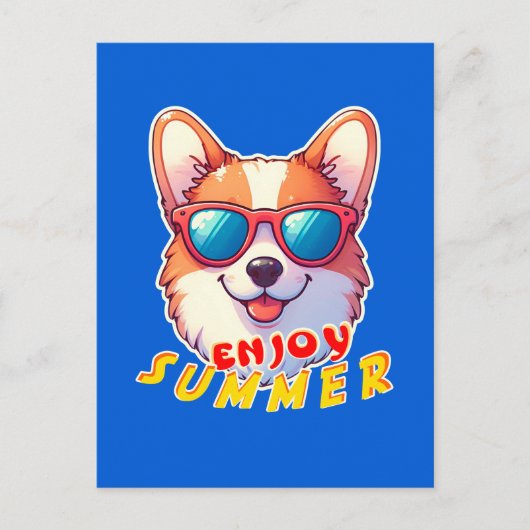 Corgi draagt een zonnebril Enjoy summer Briefkaart (Voorkant)