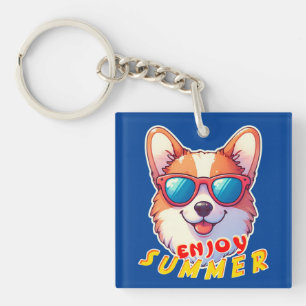 Corgi draagt een zonnebril Enjoy summer Sleutelhanger