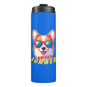 Corgi draagt een zonnebril Enjoy summer Thermosbeker