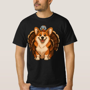 Corgi draagt kalkoen herfst Thanksgiving T-shirt