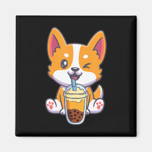 Corgi Drink Boba Bubble Tea Drink Dog Anime Kaw Magneet