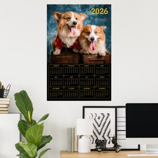 Corgi Duo 2026 Calendar Poster (Thuiskantoor)